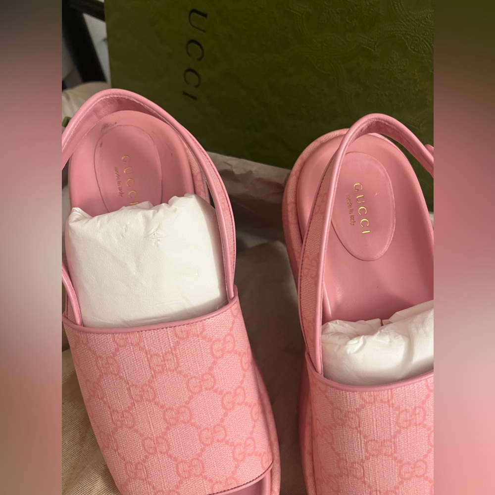NEW Gucci Angelina pink logo platform slides - Picture 8 of 10